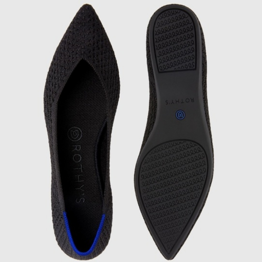 Rothy's Black Honeycomb Points Size 7.5 New in Box